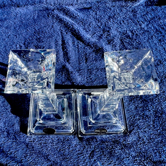 Toscany St. George 24% Lead Crystal 8" Candlesticks USA Cut Glass vintage - Picture 3 of 16